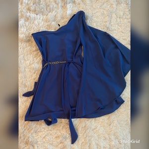 Blue dress.